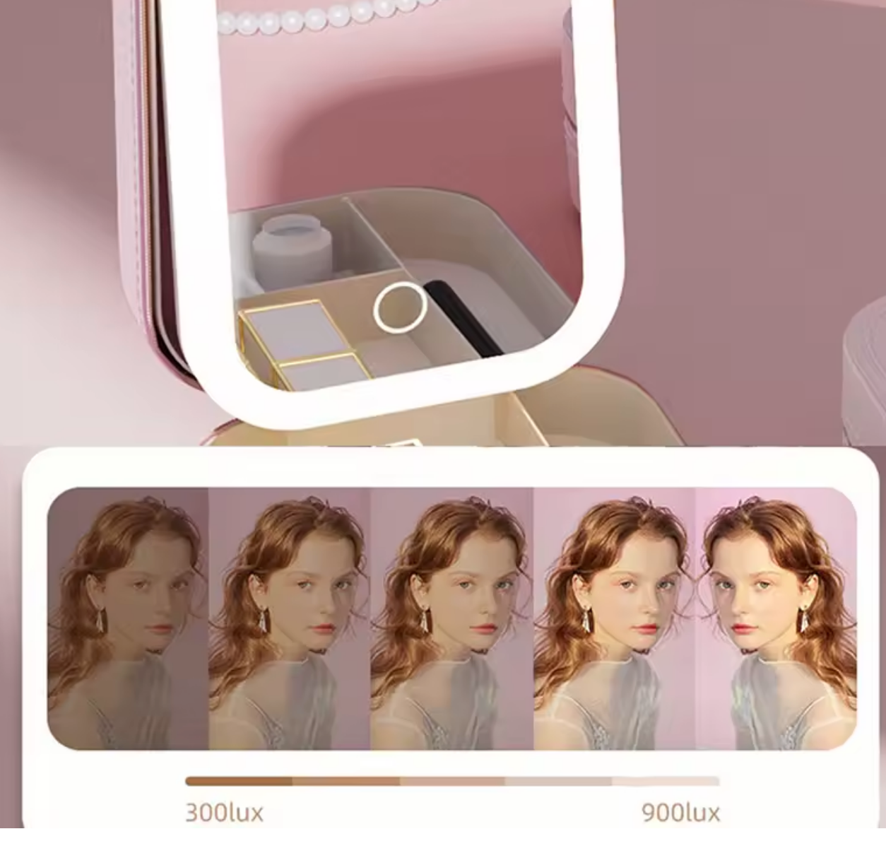 Smart Makeup Case with LED Mirror
