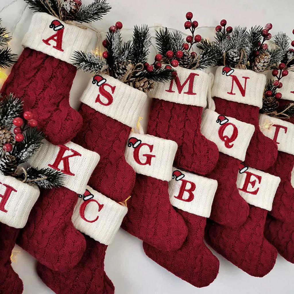 Christmas Socks Decor With Initial